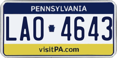 PA license plate LAO4643