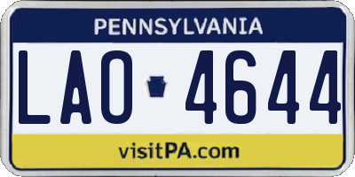 PA license plate LAO4644