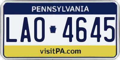 PA license plate LAO4645