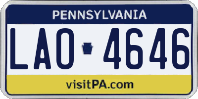PA license plate LAO4646