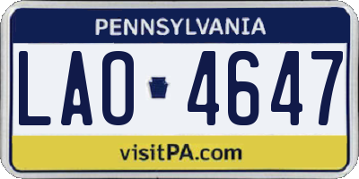 PA license plate LAO4647