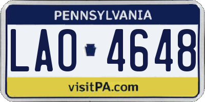 PA license plate LAO4648