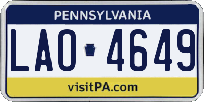 PA license plate LAO4649