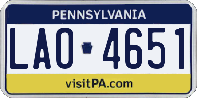 PA license plate LAO4651