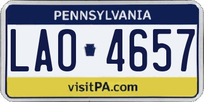 PA license plate LAO4657