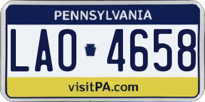 PA license plate LAO4658