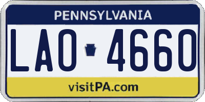 PA license plate LAO4660