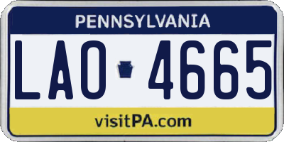 PA license plate LAO4665