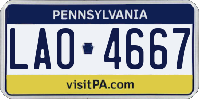 PA license plate LAO4667