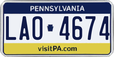 PA license plate LAO4674