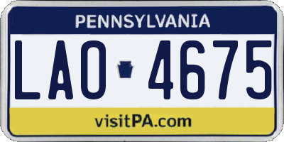 PA license plate LAO4675