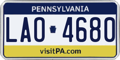 PA license plate LAO4680