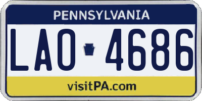 PA license plate LAO4686