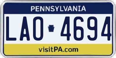 PA license plate LAO4694