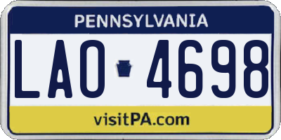 PA license plate LAO4698