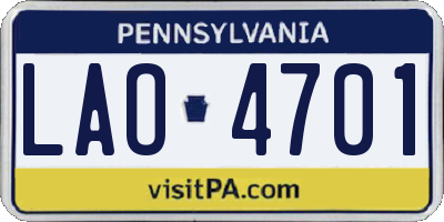 PA license plate LAO4701