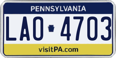 PA license plate LAO4703