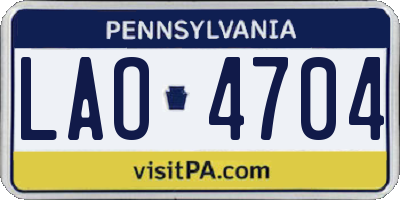 PA license plate LAO4704