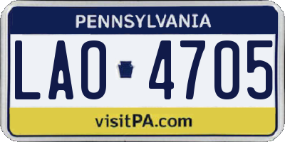 PA license plate LAO4705