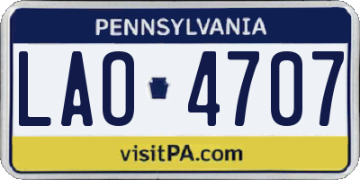 PA license plate LAO4707