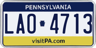 PA license plate LAO4713