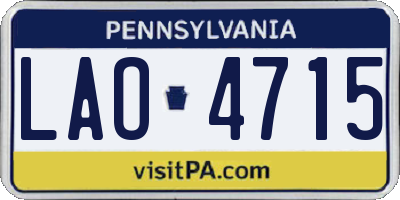 PA license plate LAO4715