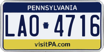PA license plate LAO4716