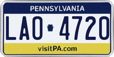 PA license plate LAO4720