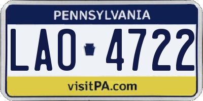 PA license plate LAO4722