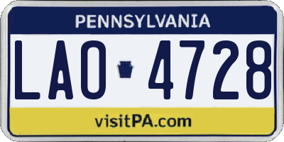 PA license plate LAO4728