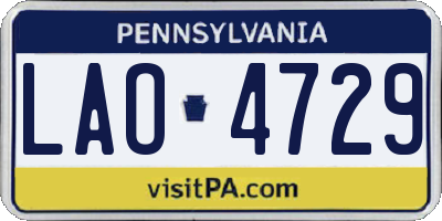 PA license plate LAO4729