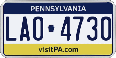 PA license plate LAO4730