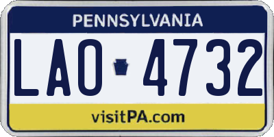 PA license plate LAO4732