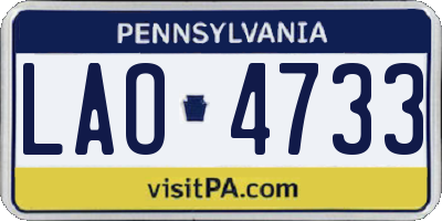 PA license plate LAO4733