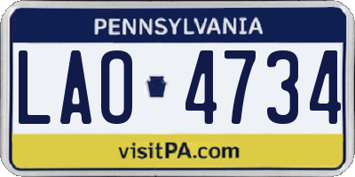 PA license plate LAO4734