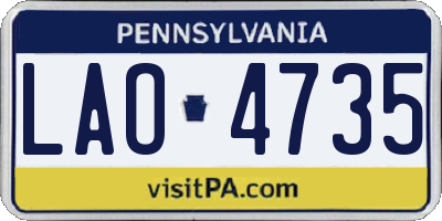 PA license plate LAO4735
