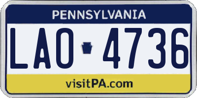PA license plate LAO4736