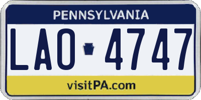PA license plate LAO4747