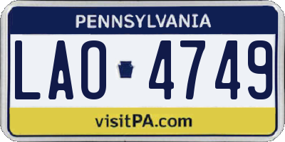 PA license plate LAO4749