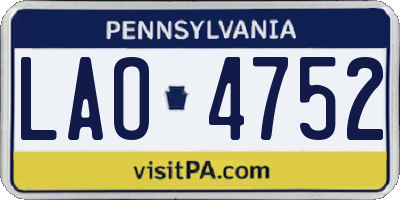 PA license plate LAO4752