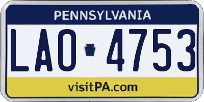 PA license plate LAO4753