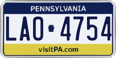 PA license plate LAO4754