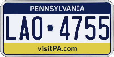 PA license plate LAO4755