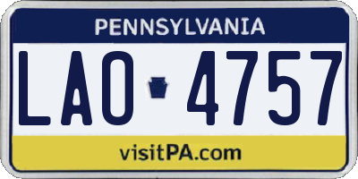 PA license plate LAO4757
