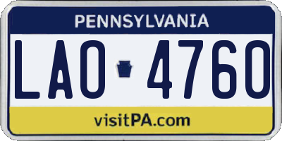 PA license plate LAO4760
