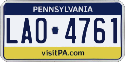 PA license plate LAO4761