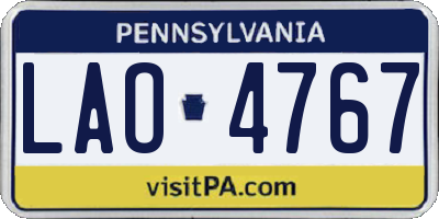 PA license plate LAO4767