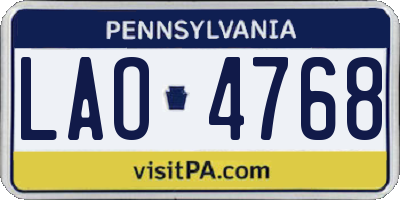PA license plate LAO4768