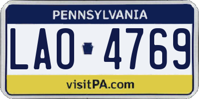 PA license plate LAO4769