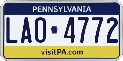 PA license plate LAO4772